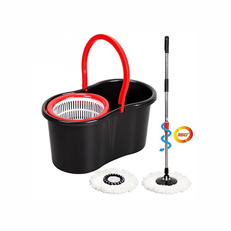 Mop rotativ cu galeata, rotire 360 grade, 2 capete interschimbabile, microfibra, maner telescopic - imagine 7